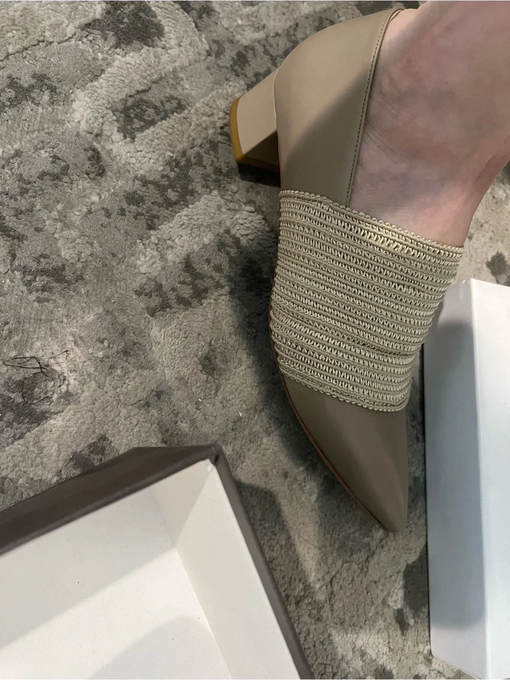 Italian made Estelle M Taupe Braided-Trim Pointed Toe Flats